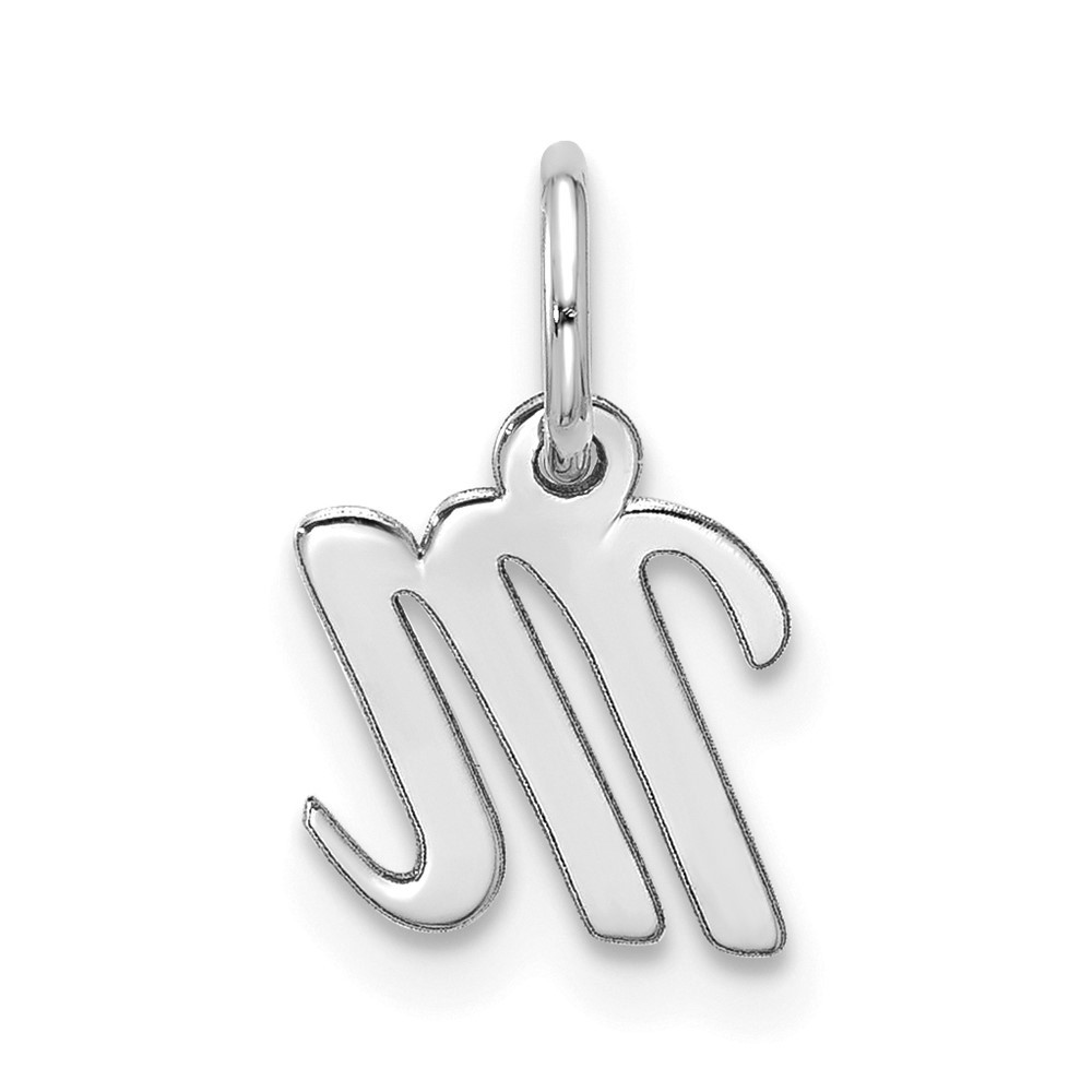 10k White Gold Small Script Initial “M” Letter Charm Pendant 0.23g