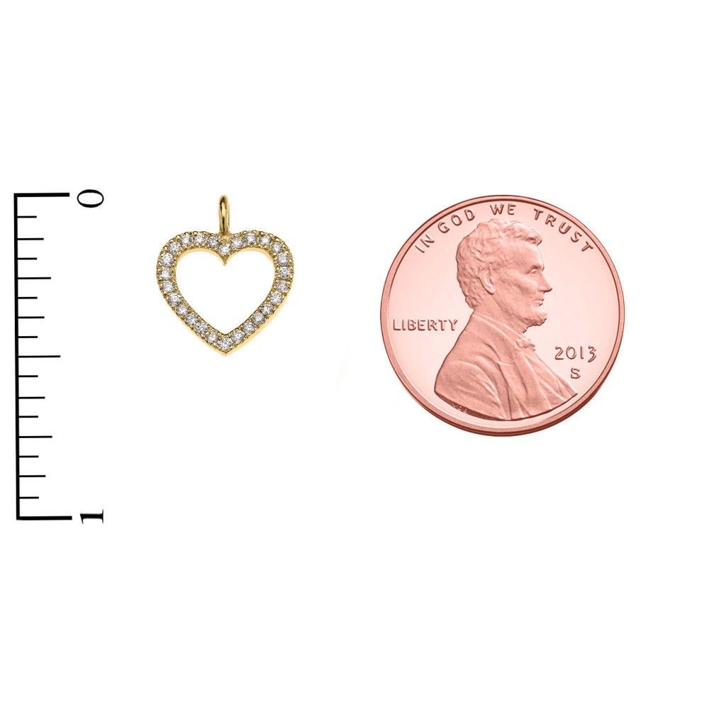 14K Gold Diamond Heart Pendant Necklace (Available in Yellow/Rose/White Gold)