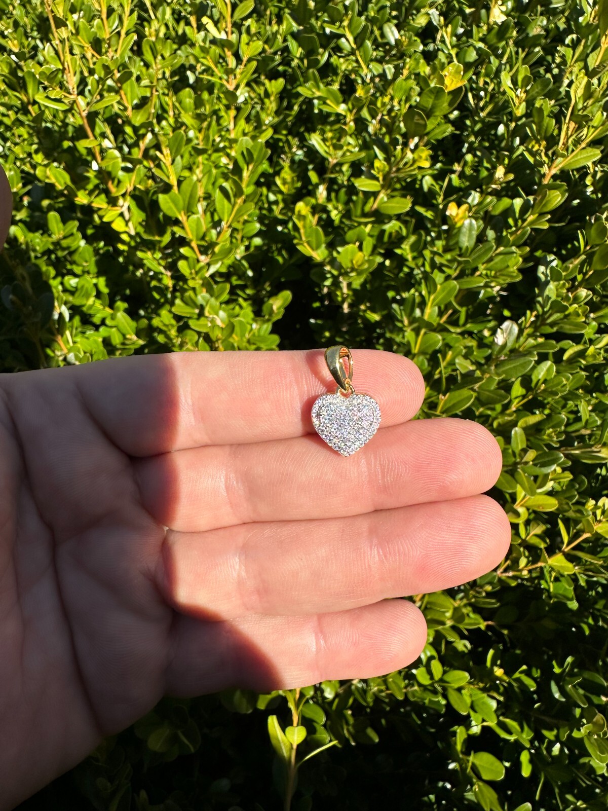 MOISSANITE 925 Silver 14K Gold Iced Small Ladies Heart Shaped Love Pendant Charm
