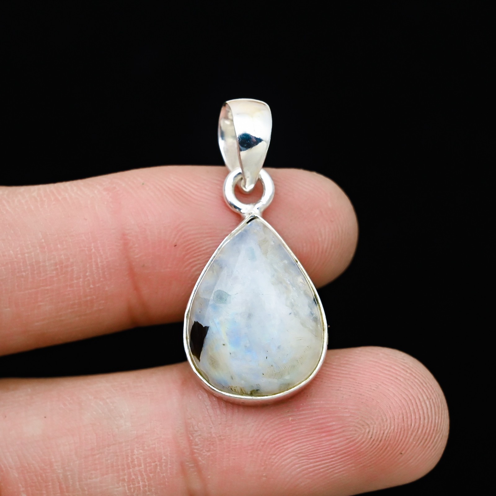 Rainbow Moonstone Gemstone 925 Sterling Silver Handmade Pendant Jewelry Gift For