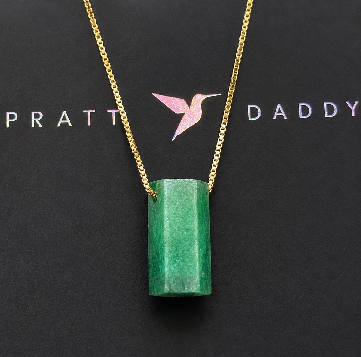 Pratt Daddy Crystals Genuine Emerald Necklace | Gold Filled 18” Chain | Original
