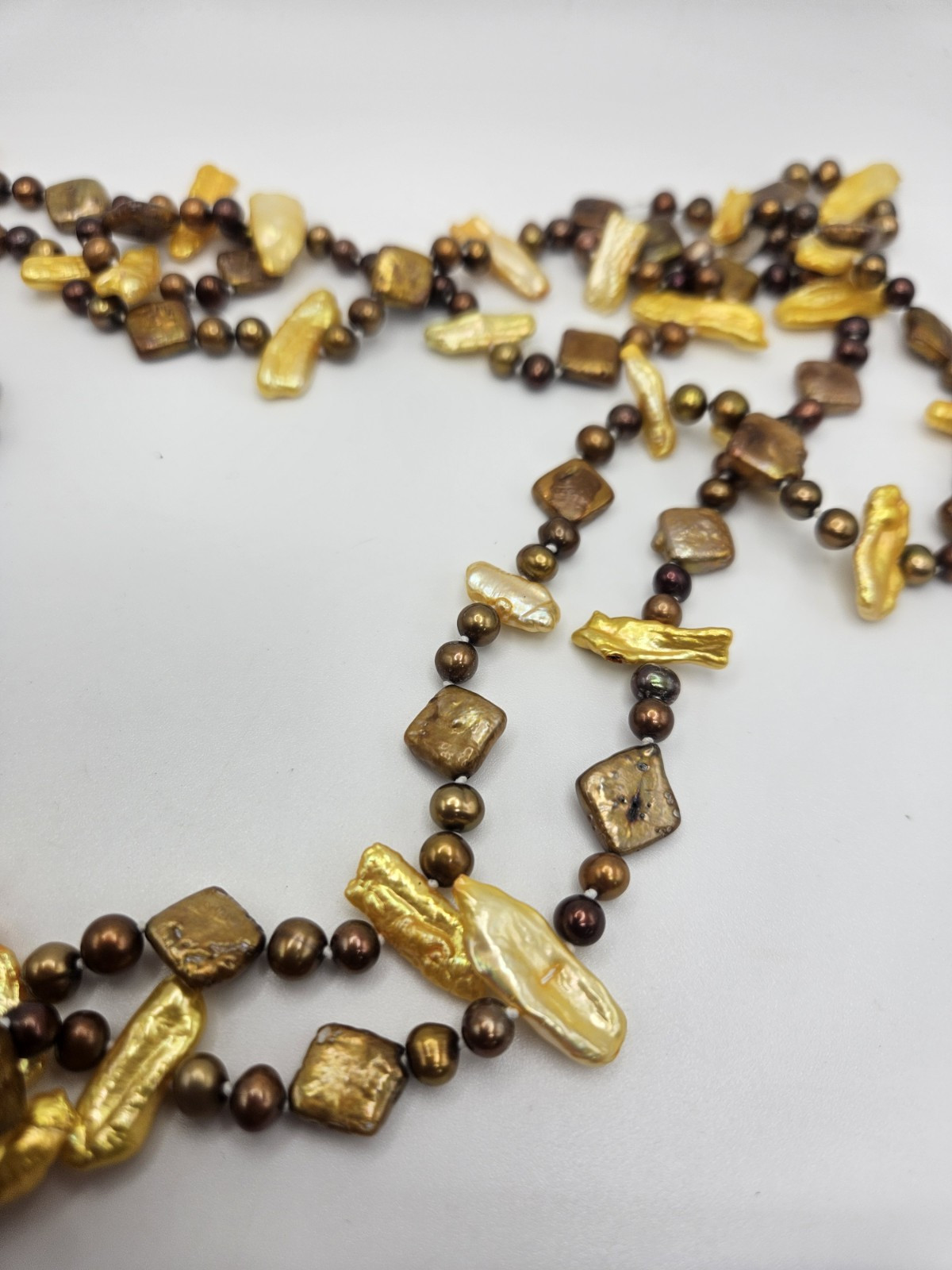 DTR Jay King Yellow & Brown Pearl Tassel Beaded Necklace
