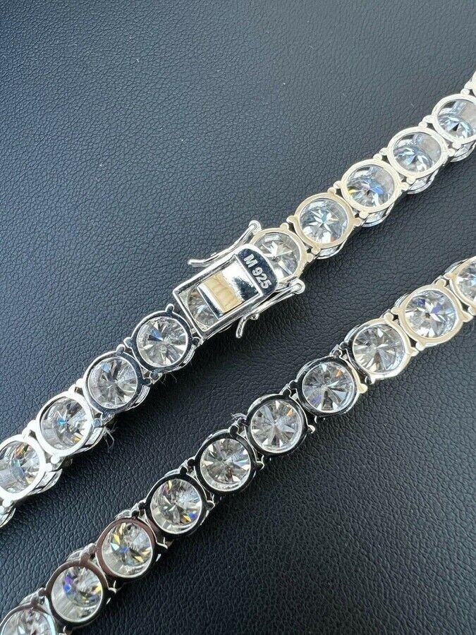 25 ctw Round Cut VVS1 MOISSANITE Tennis Chain Necklace 14K White Gold Plated