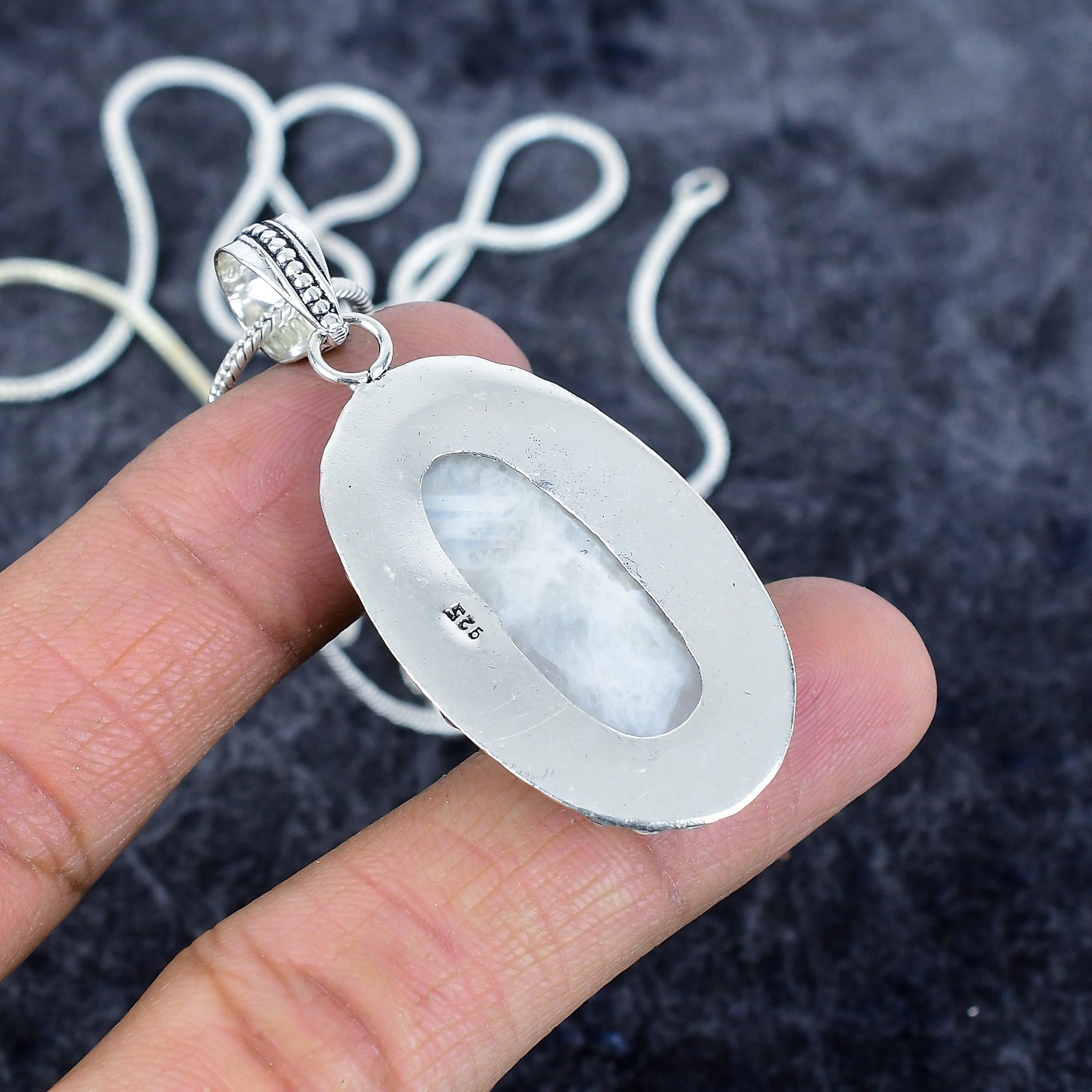 Rainbow Moonstone Gemstone 925 Sterling Silver Jewelry Pendant 2.25″ l322