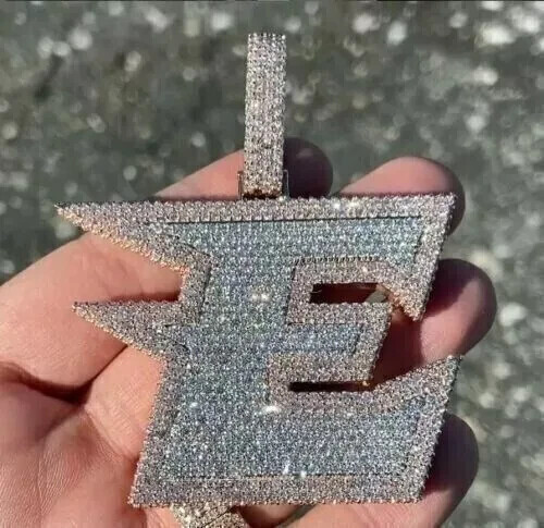 2.80Ct Lab Created Diamond Men’s Custom Any Letter Pendant 14K Rose Gold Plated