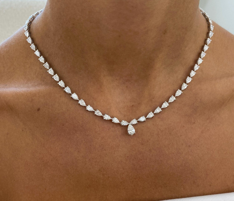 Certified Treated Gorgeous White Diamonds Tennis Necklace,925 Silver- Great Look