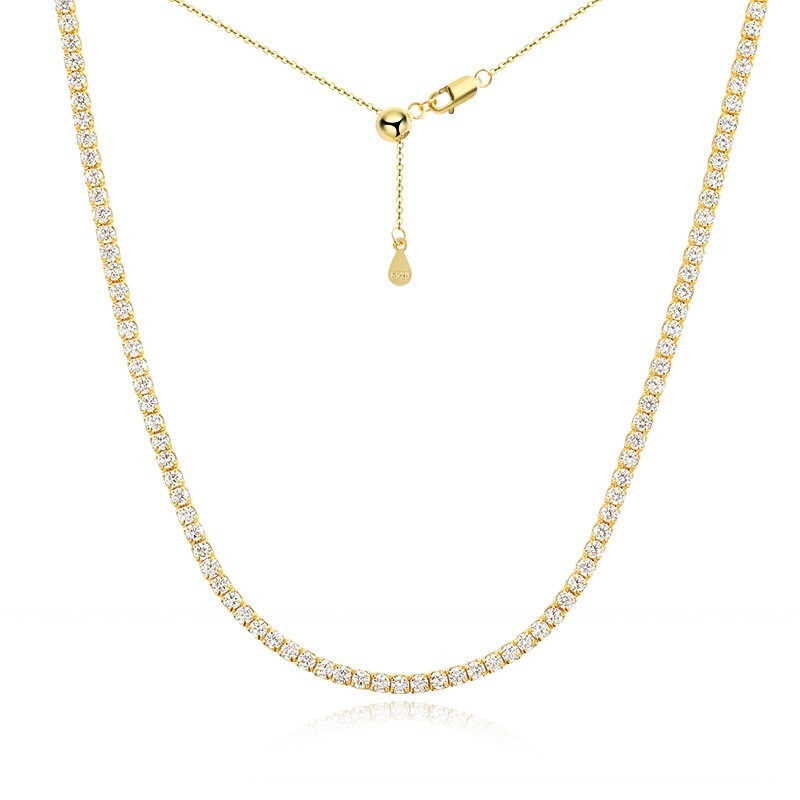 Full 2mm Moissanite Tennis Necklace Choker Gift for Her 925 Sterling Silver