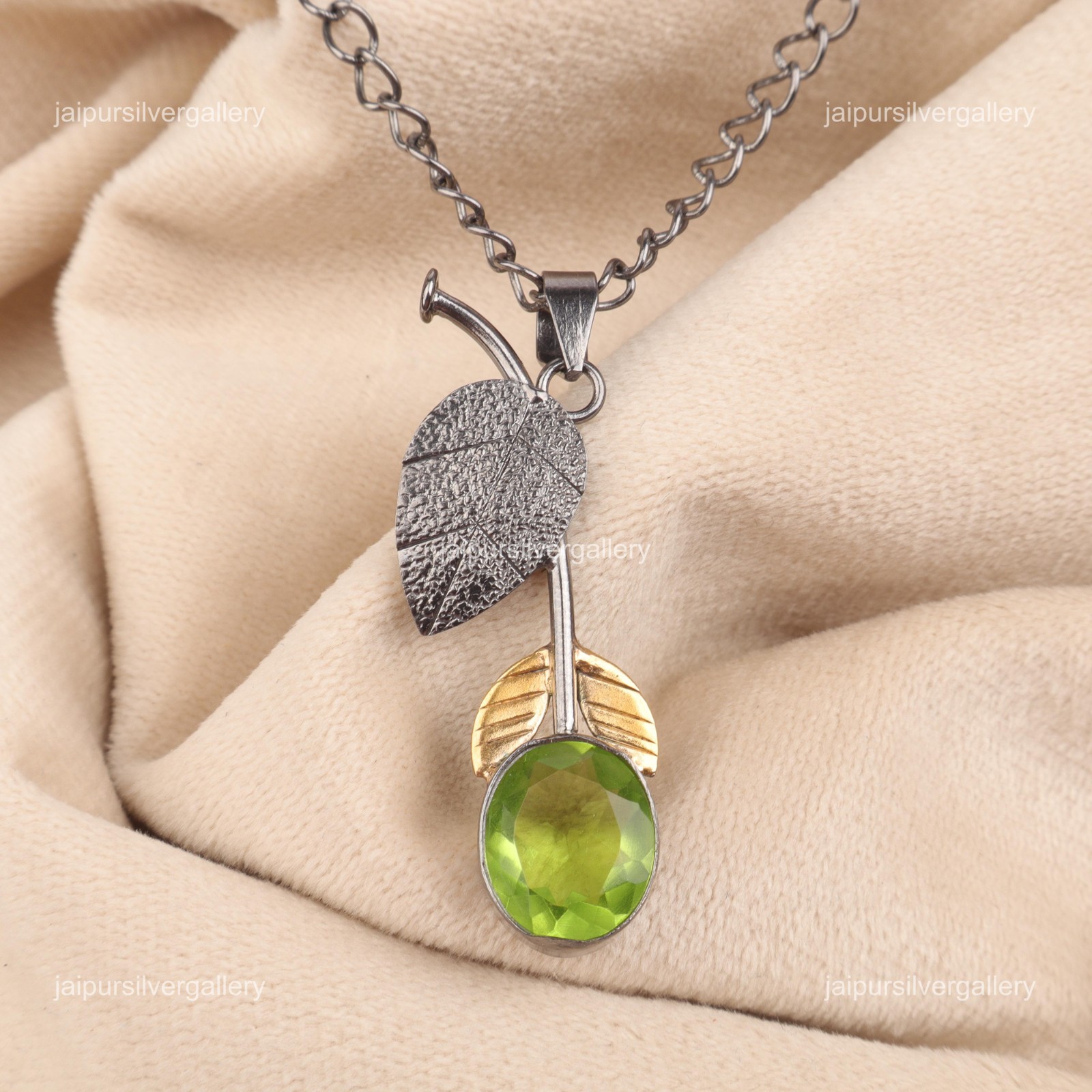 Peridot Gemstone Jewelry 925 Silver Handmade Daily Wear Pendant 1.69″ For Her