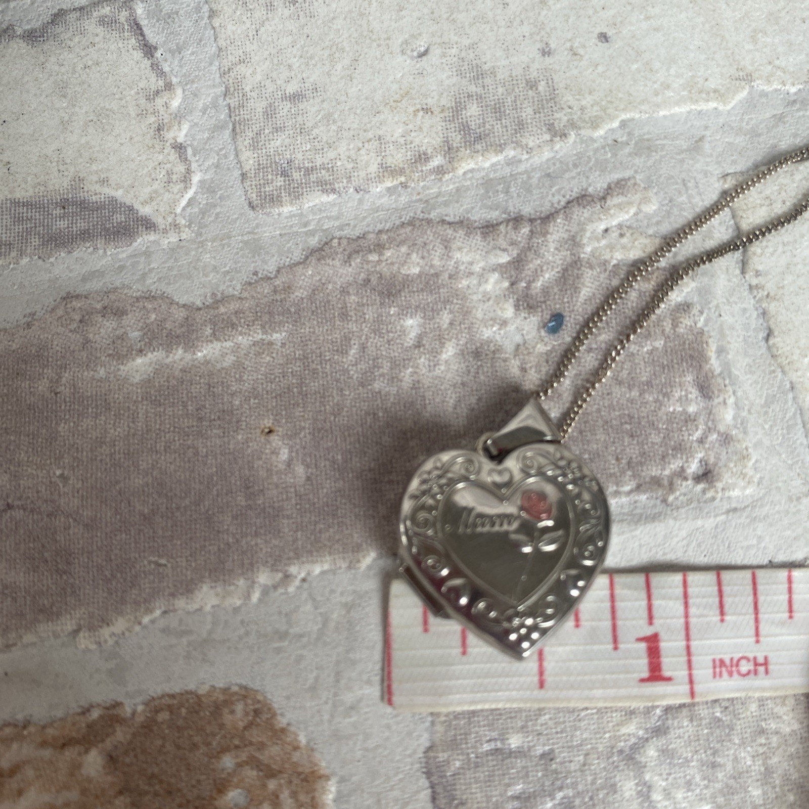 Vintage 925 Sterling Silver Locket Pendant Mum Heart Love Rose unworn boxed