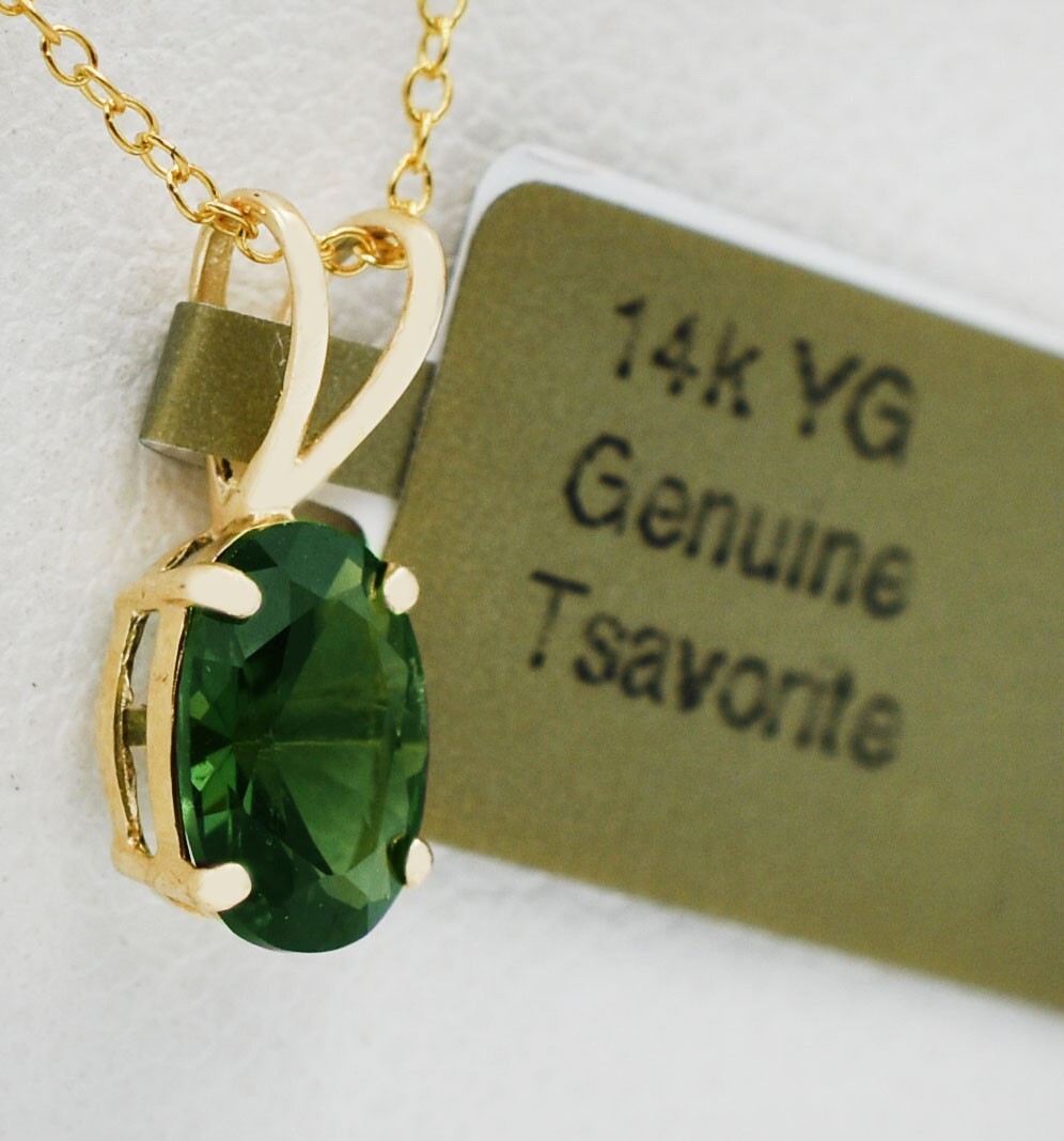 GENUINE 1.02 Cts TSAVORITE PENDANT SOLID 14k GOLD – Free Certificate Appraisal