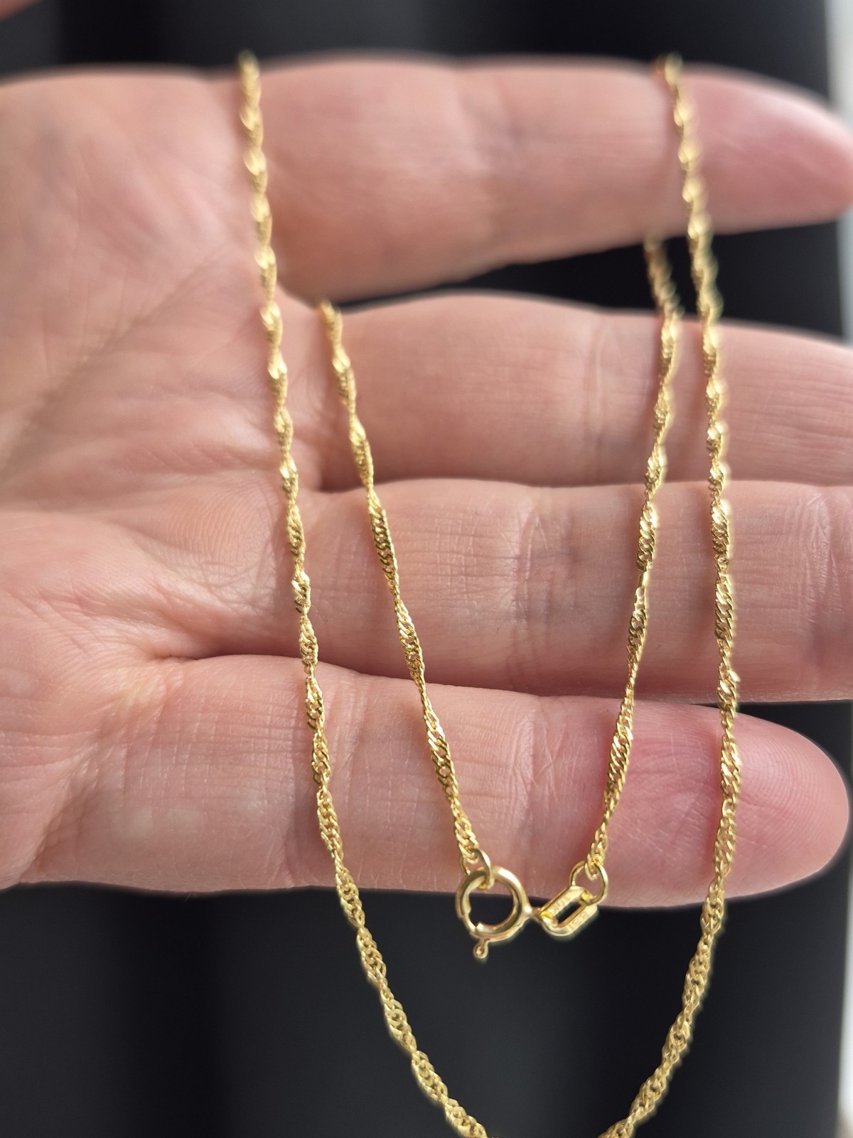 Solid 10k Gold 18in Singapore Dainty Chain Necklace 1.8mm