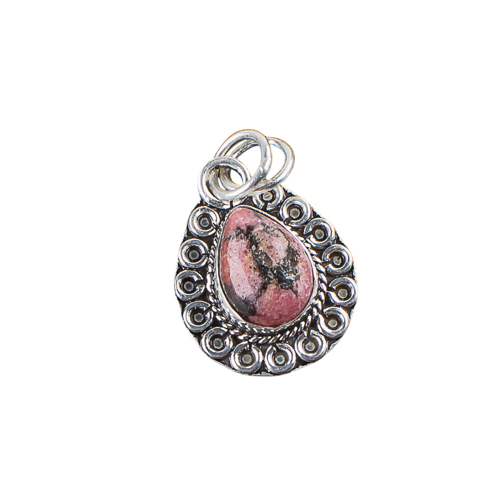 Black Rhodonite Gemstone 925 Sterling Silver Chain Pendent 1.02″ For Anniversary