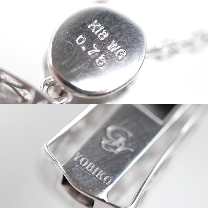 Yukizaki YOBIKO Diamond 0.75ct Pendant Necklace K18WG 19.7in