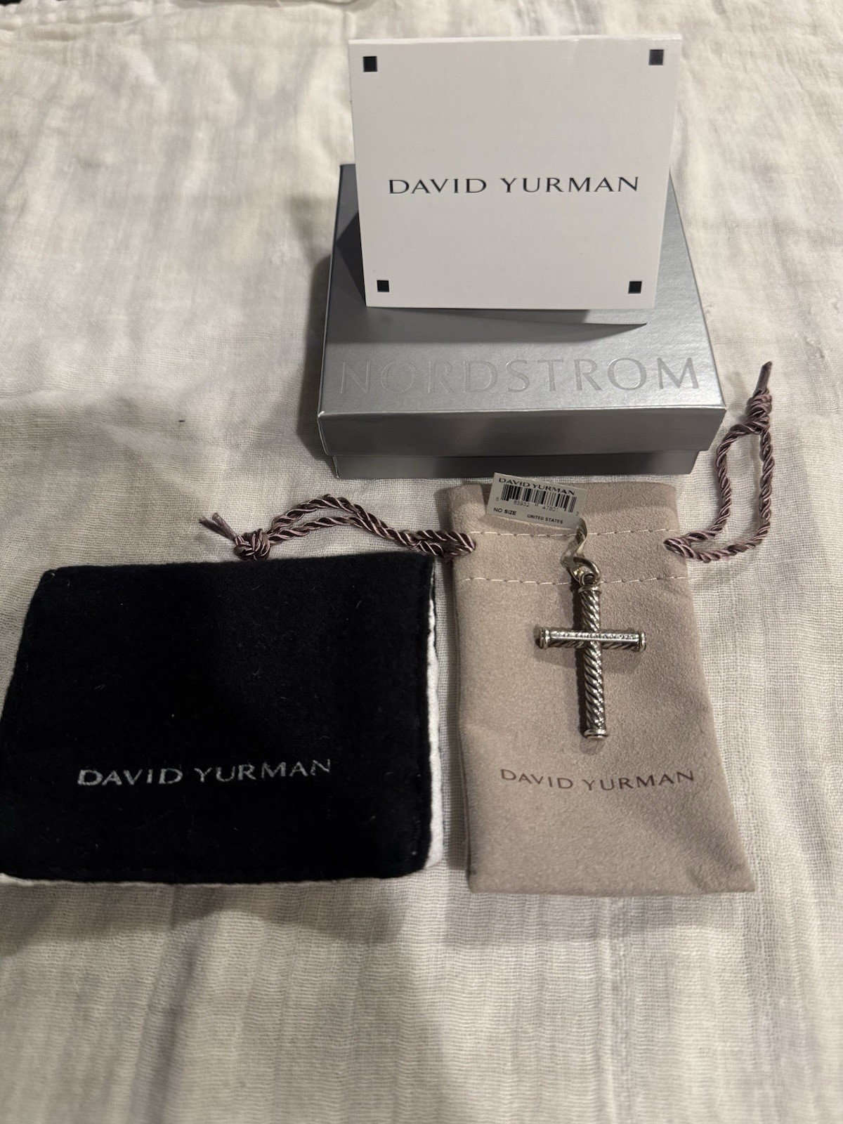 David Yurman Cable Cross Pendant, Sterling Silver 925 Signed Religious Charm