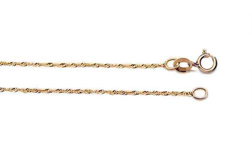 14K Rose Gold Singapore Chain 1.1mm wide Sparkling Necklace Spring Ring Clasp