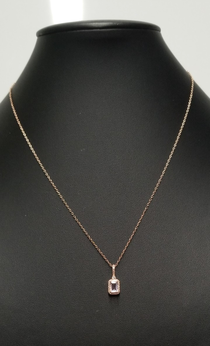 Yes Womens Amethyst 14K Rose Gold Plated Sterling Silver Necklace 18″