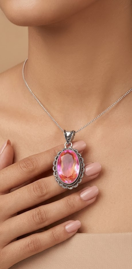Pink Kunzite Gemstone Handmade 925 Sterling Silver Jewelry Gift To her Pendant
