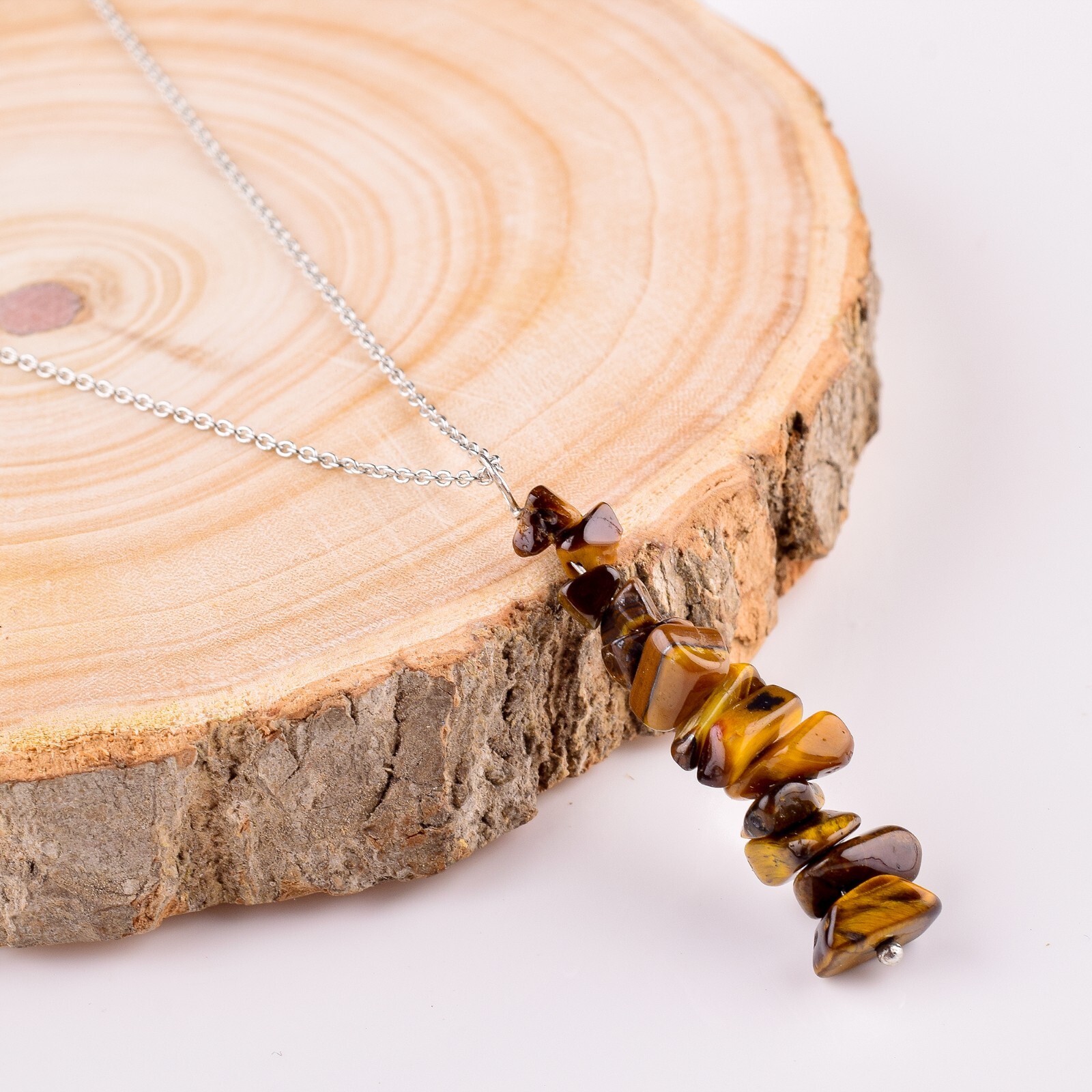 Natural Raw Tiger’s Eye Gemstone Pendant Dainty Necklace Healing stone Jewelry