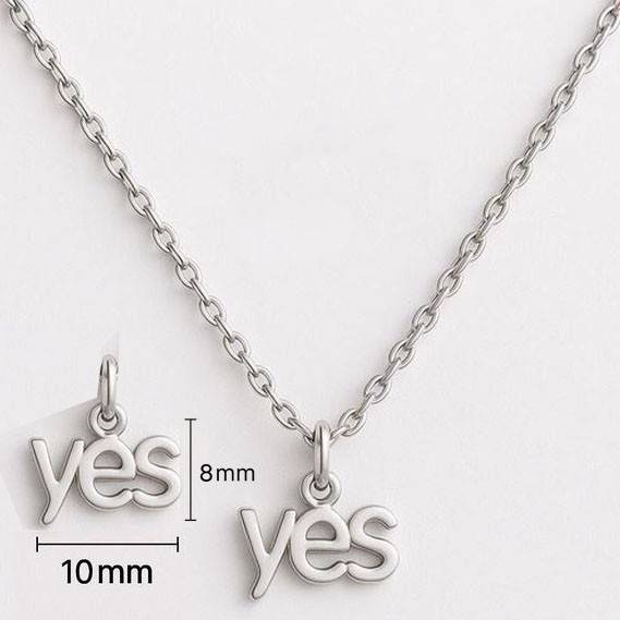 YES” Word Pendant Necklace – Silver Plated Dainty Minimalist Chain for Girl Gift