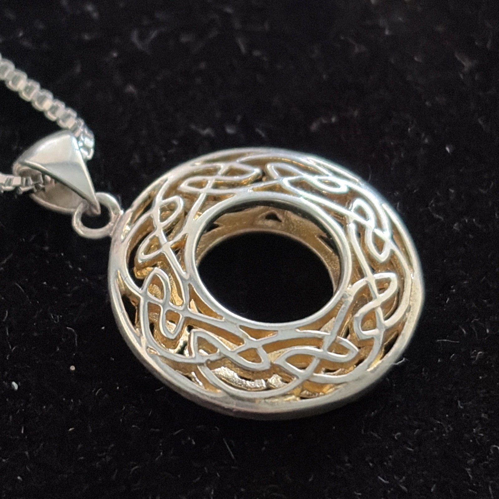Keith Jack Sterling Silver 22K Gold Window to the Soul Pendant 18″ Box Chain