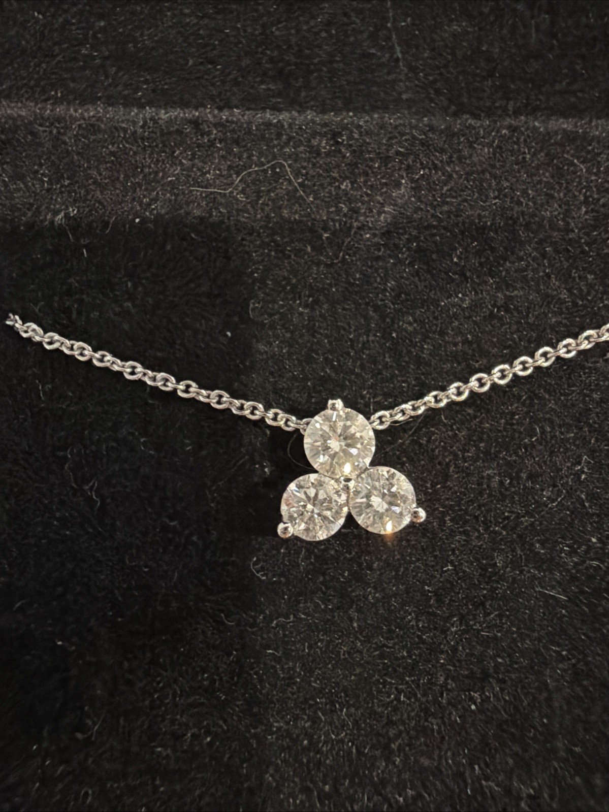 Kay Three Stone 10k WG 1/2 Carat Round Diamond Pendant NIB With Original Tag