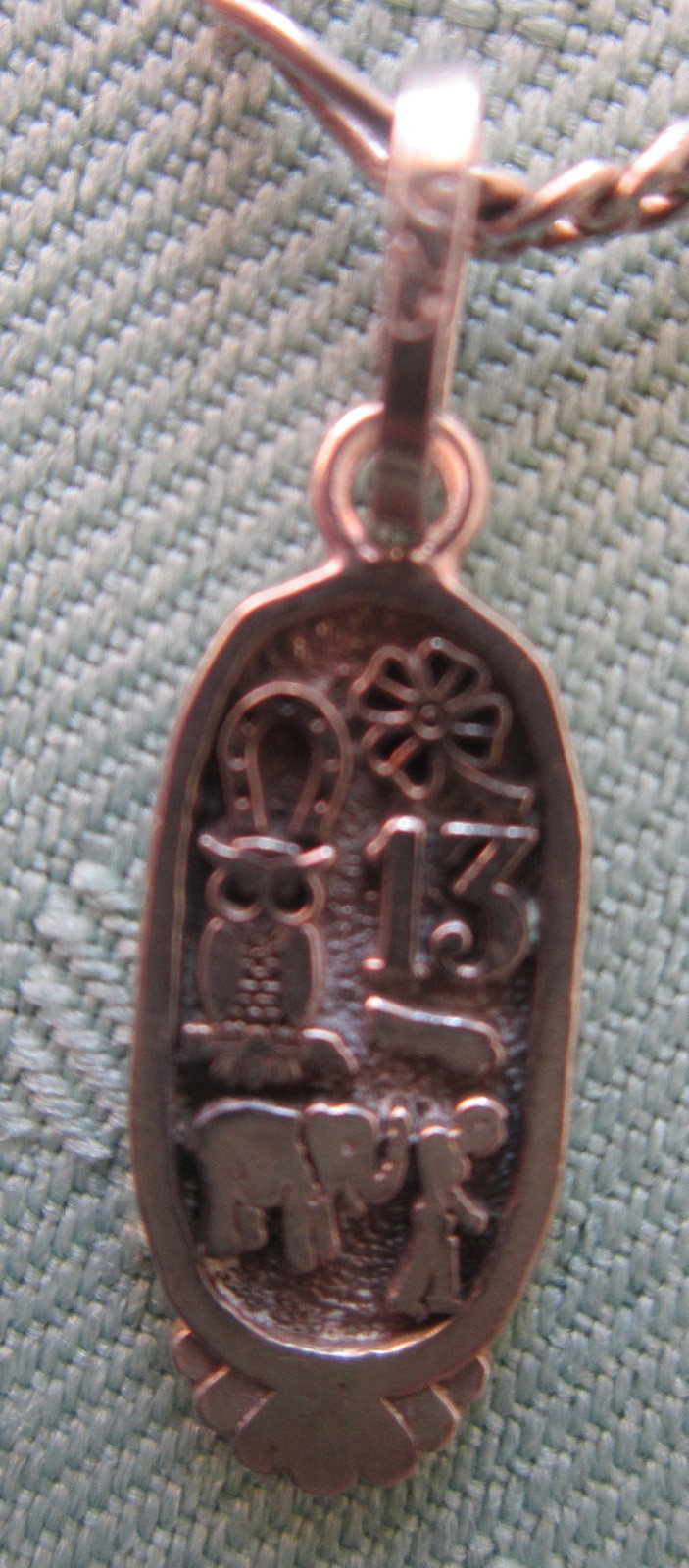 Vintage Mexican Sterling Silver Lucky Talisman Amulet Pendant Figarucci Chain