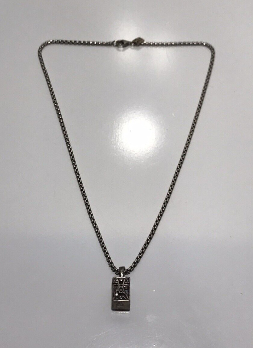 DAVID YURMAN 925 Box Chain w/14k Yellow Gold DY Logo & Unbranded Box Pendant