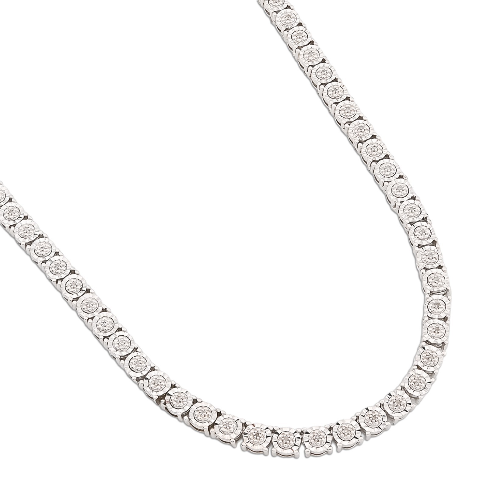 925 Silver 2.75CTW Illusion Setting 22 Inches Tennis Chain Necklace 35 grams