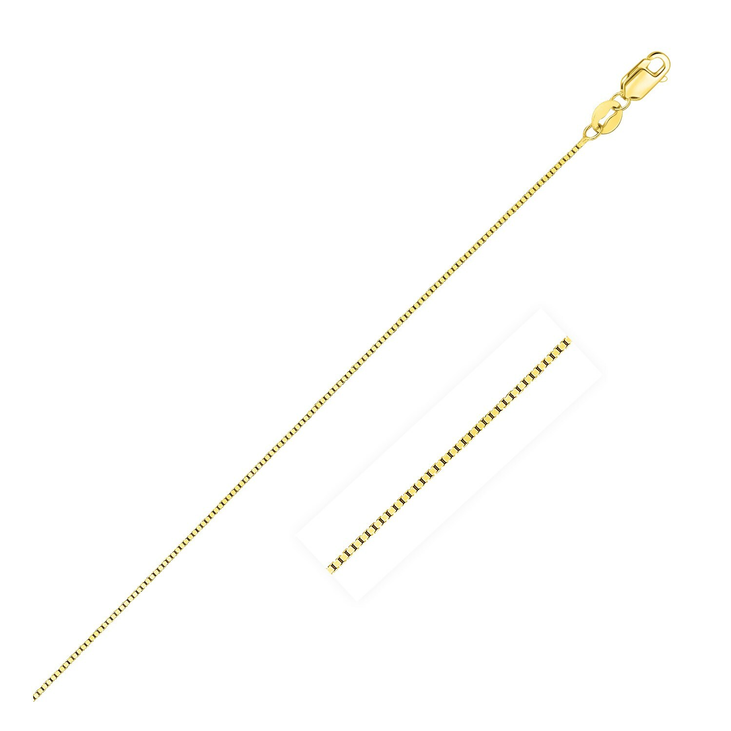 14k Yellow Gold Classic Box Chain 0.45mm Width 16″-20″ Inch Length Necklace