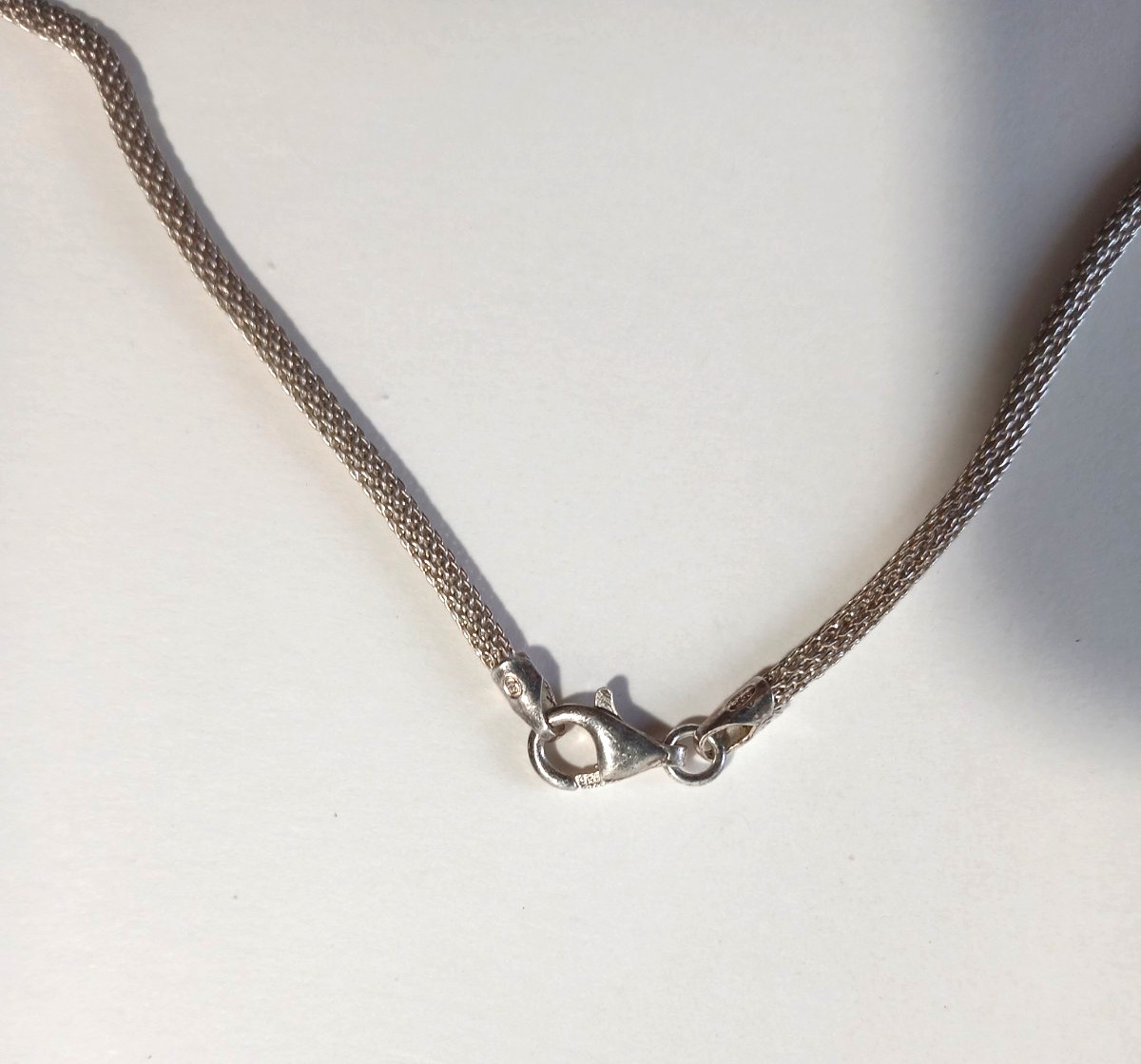 925 Italy Sterling Silver Woven Mesh Necklace Lobster Clasp 2mm 8gr 17″ Vintage