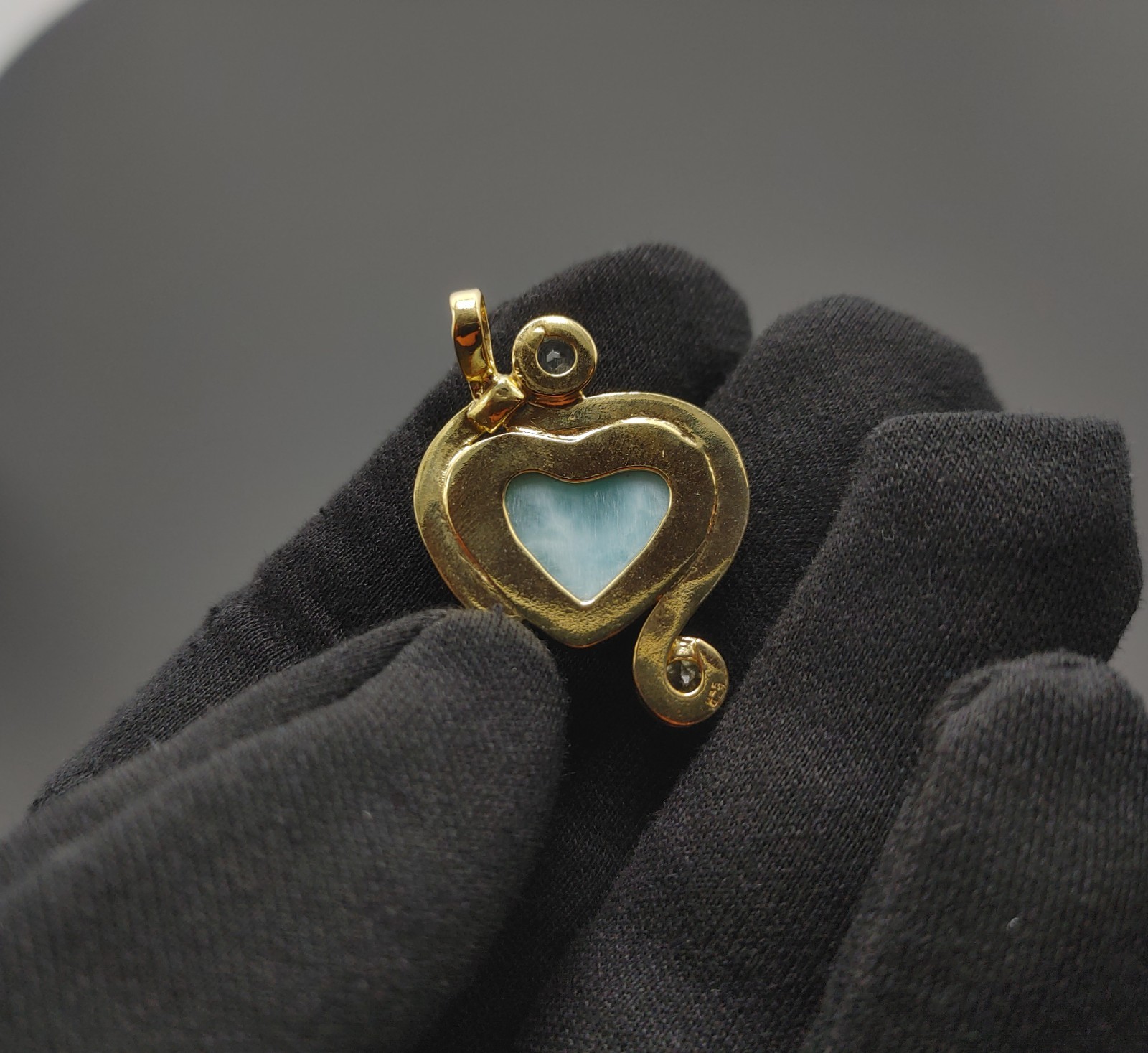 Beautiful Larimar Heart Pendant with Gold Vermeil and Topaz