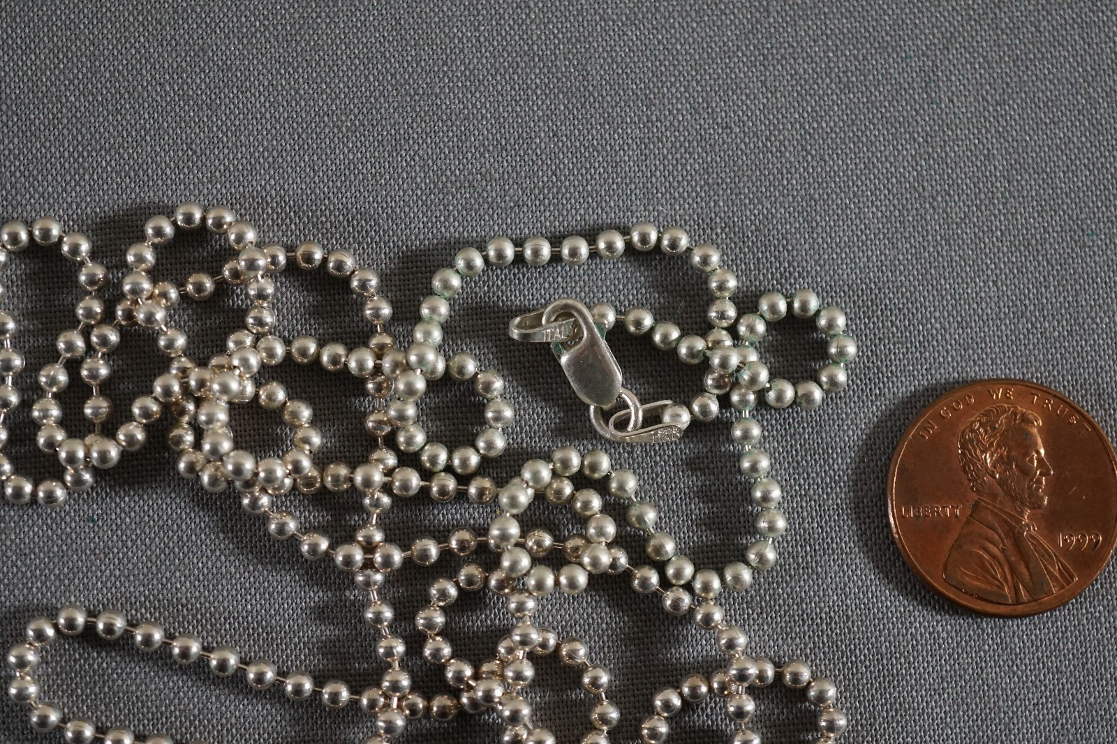 Vtg Sterling Silver Beaded Ball Link Italy Necklace 28″ – 11 Grams