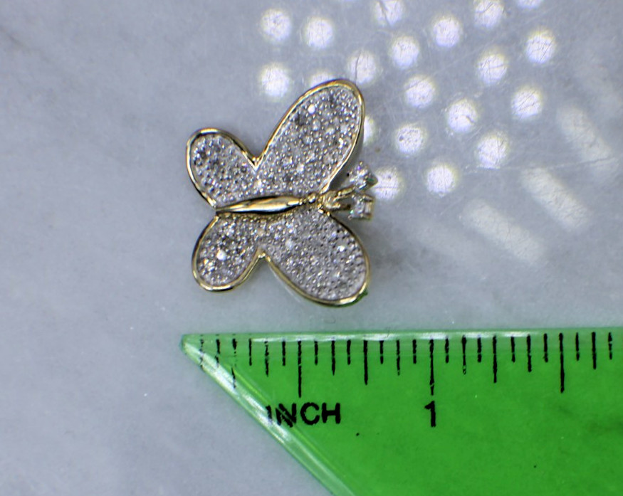 Solid 10K Yellow Gold Diamond pave Butterfly Pendant 0.32 carats Freedom Renewal