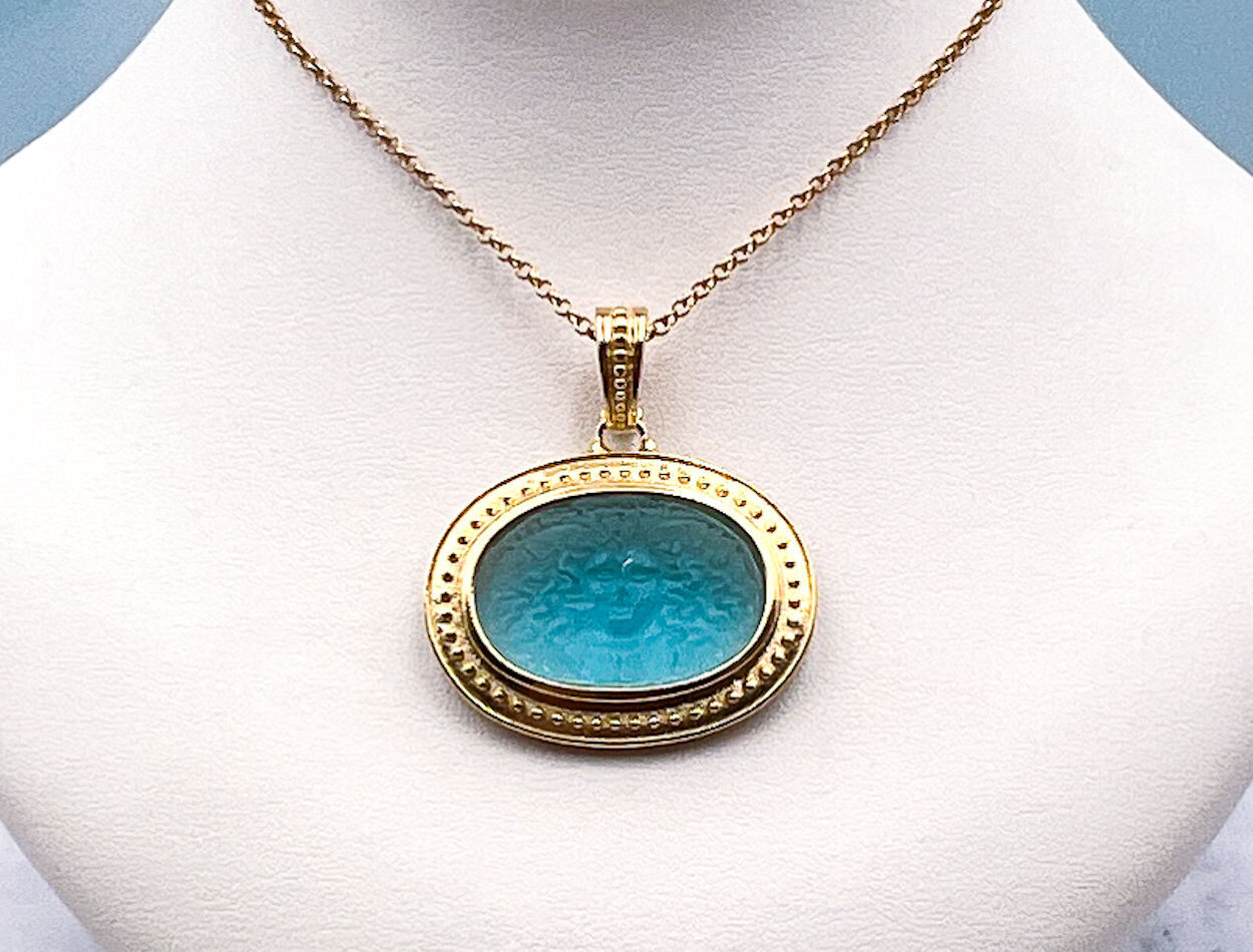 TAGLIAMONTE Designs (1945) 925/YGP Venetian Cameo Pendant *Medusa*Reg.$200