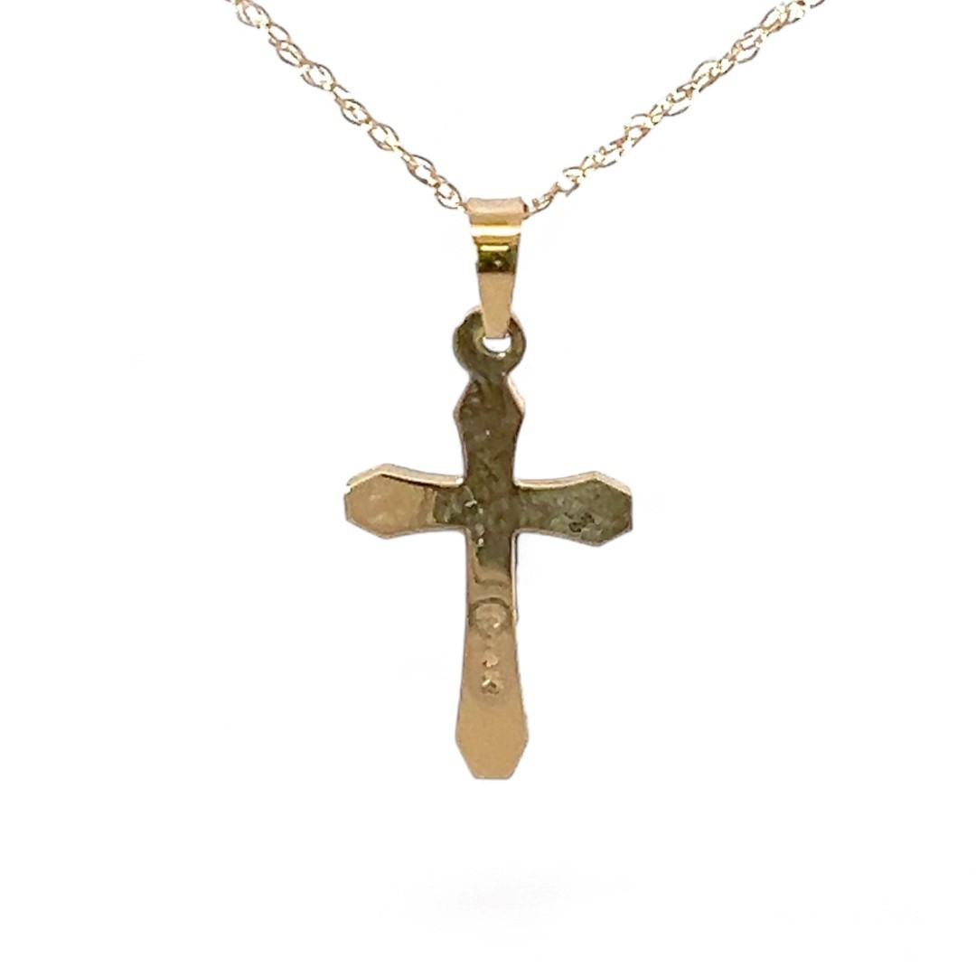 14k Yellow and White Gold 0.75in Crucifix Pendant with Chain 18in (KS1026865)
