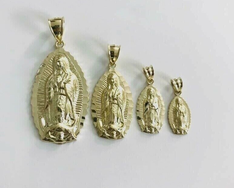 10K Solid Gold Virgen of Guadalupe Pendant, 10K Gold Virgen Mary Pendant- GP79
