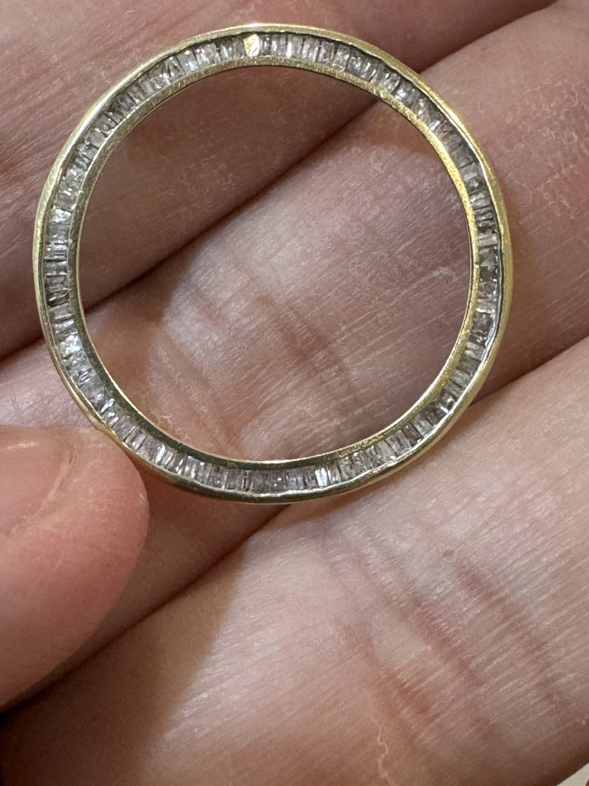 10K YELLOW GOLD, 52*BAGUETTE, OPEN RING PENDANT/ Watch face 25mm 1.45 G,MARK ZRW
