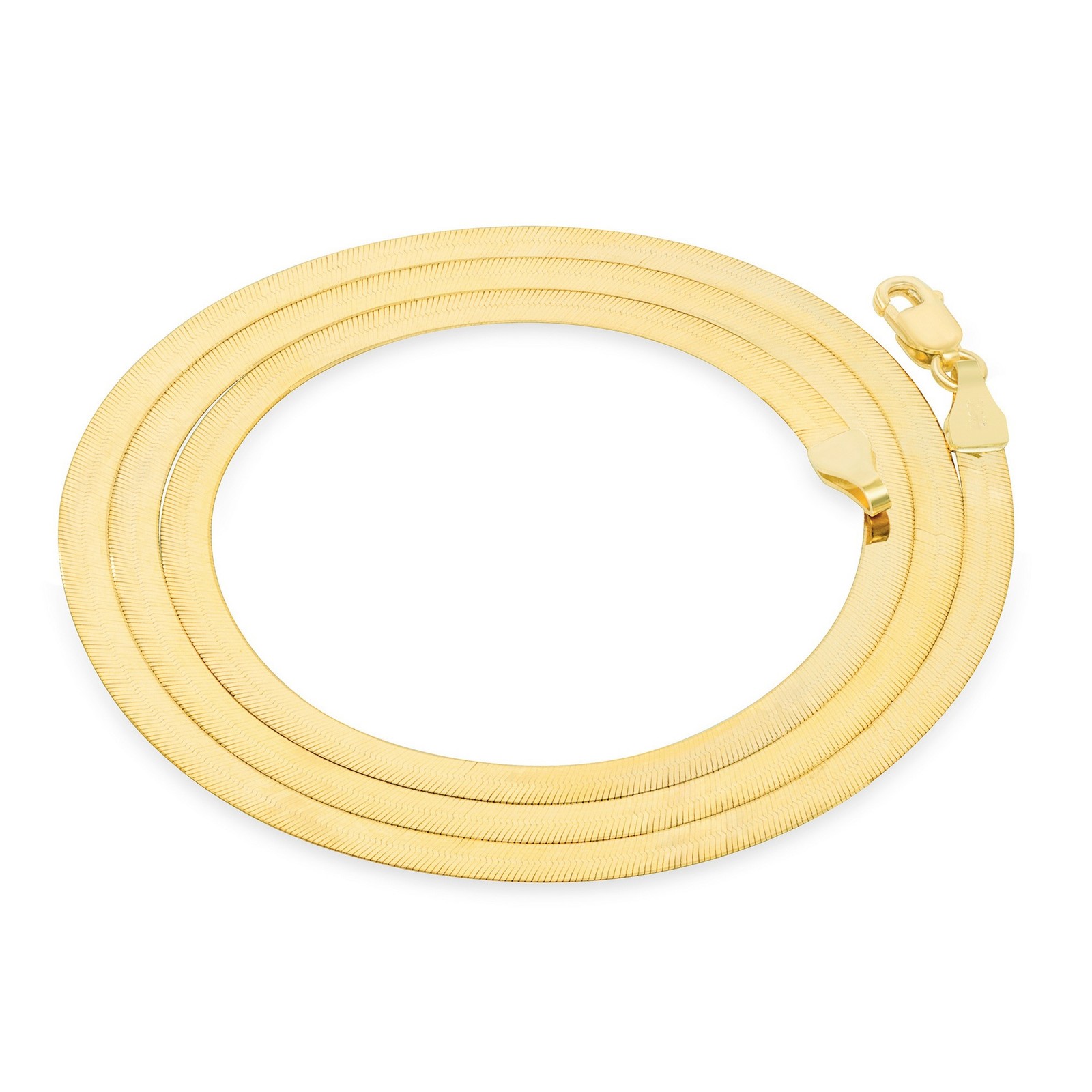14K Yellow Gold Solid 3mm Herringbone Silky Flat Womens Chain Necklace 14″- 24″