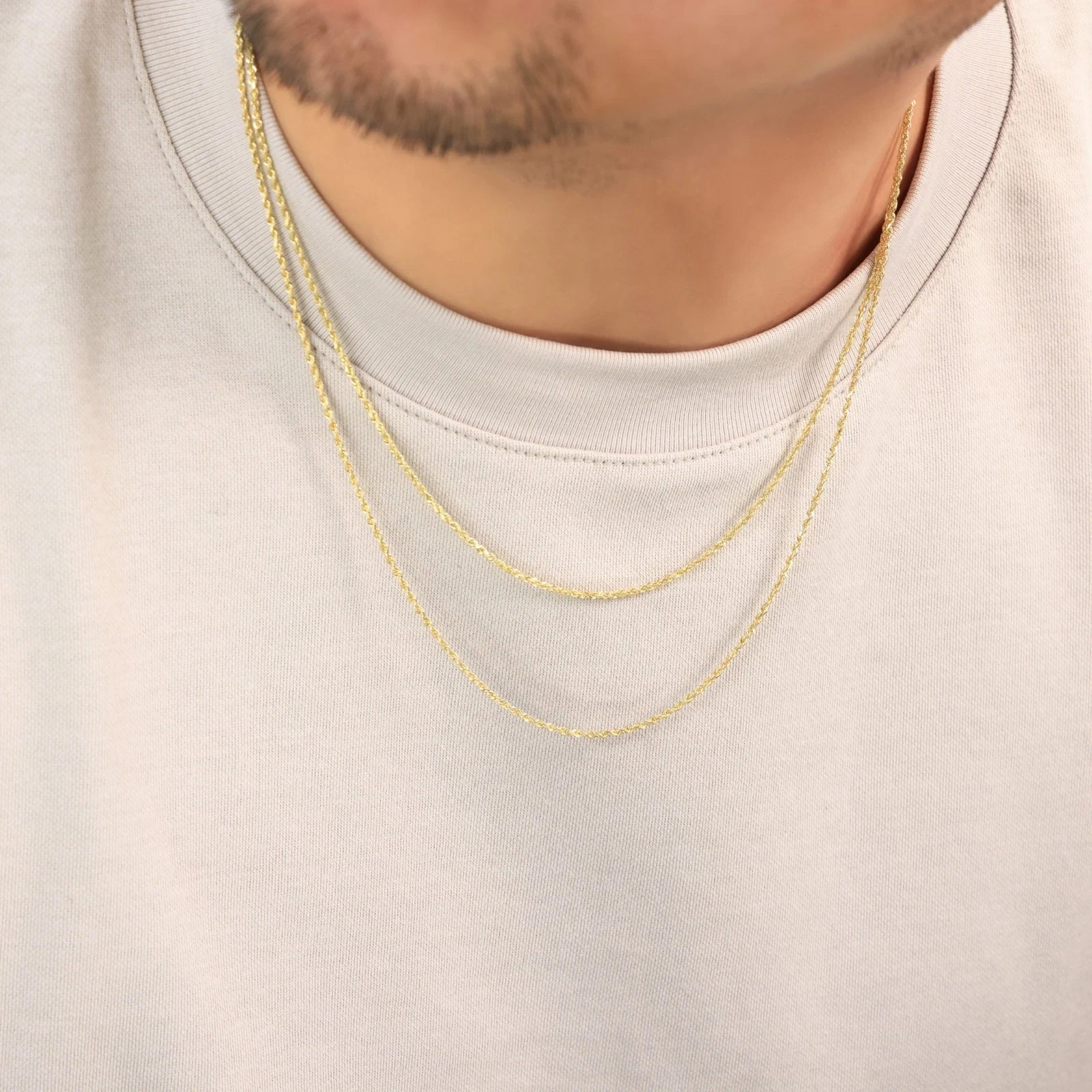 14K Yellow Gold 2mm-Diamond Cut Rope Chain Necklace Men Womens 18″