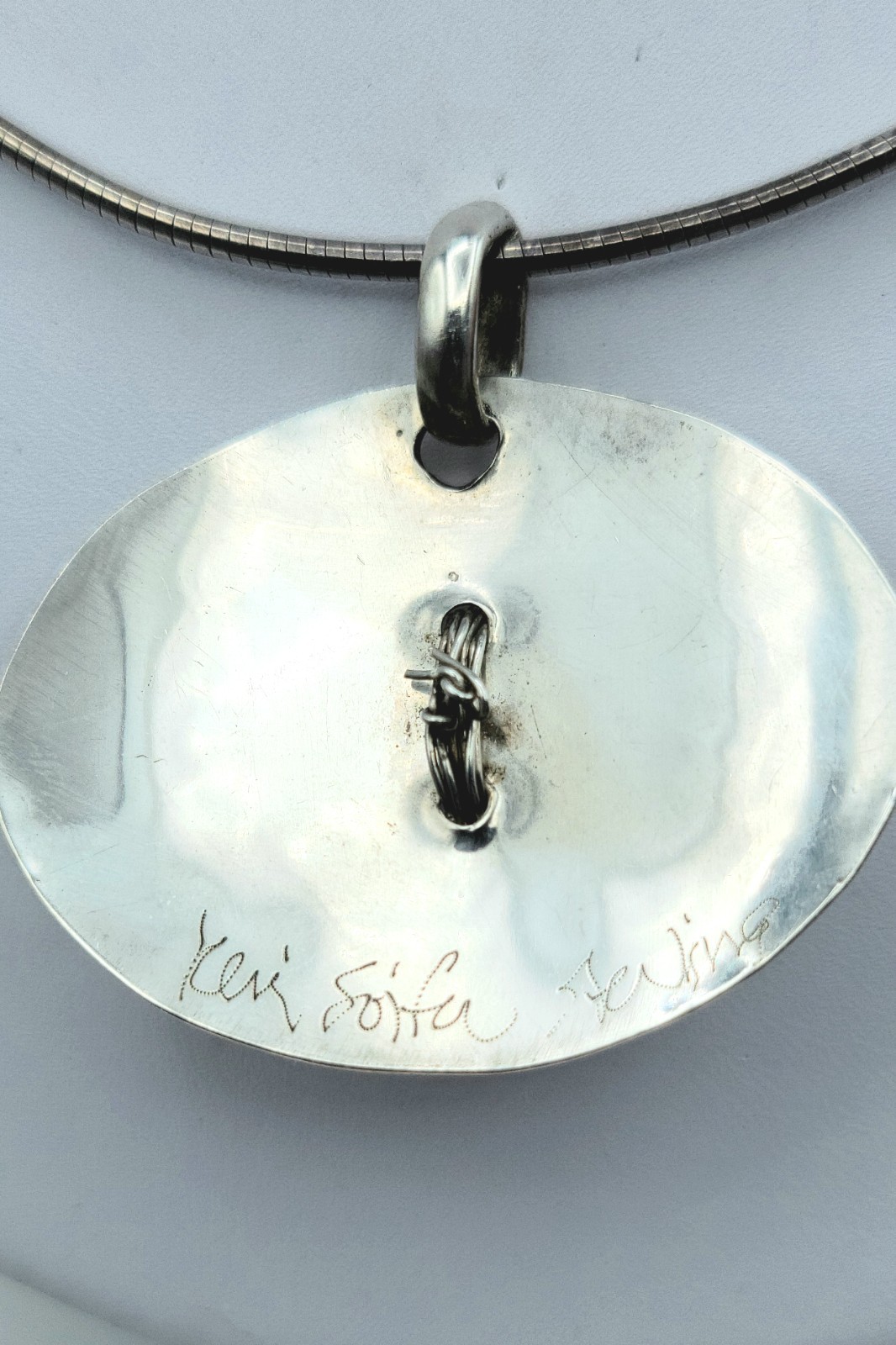 Sterling Silver Clear Crystal Quartz On Oval Silver Base Snake Chain 23gr Italy