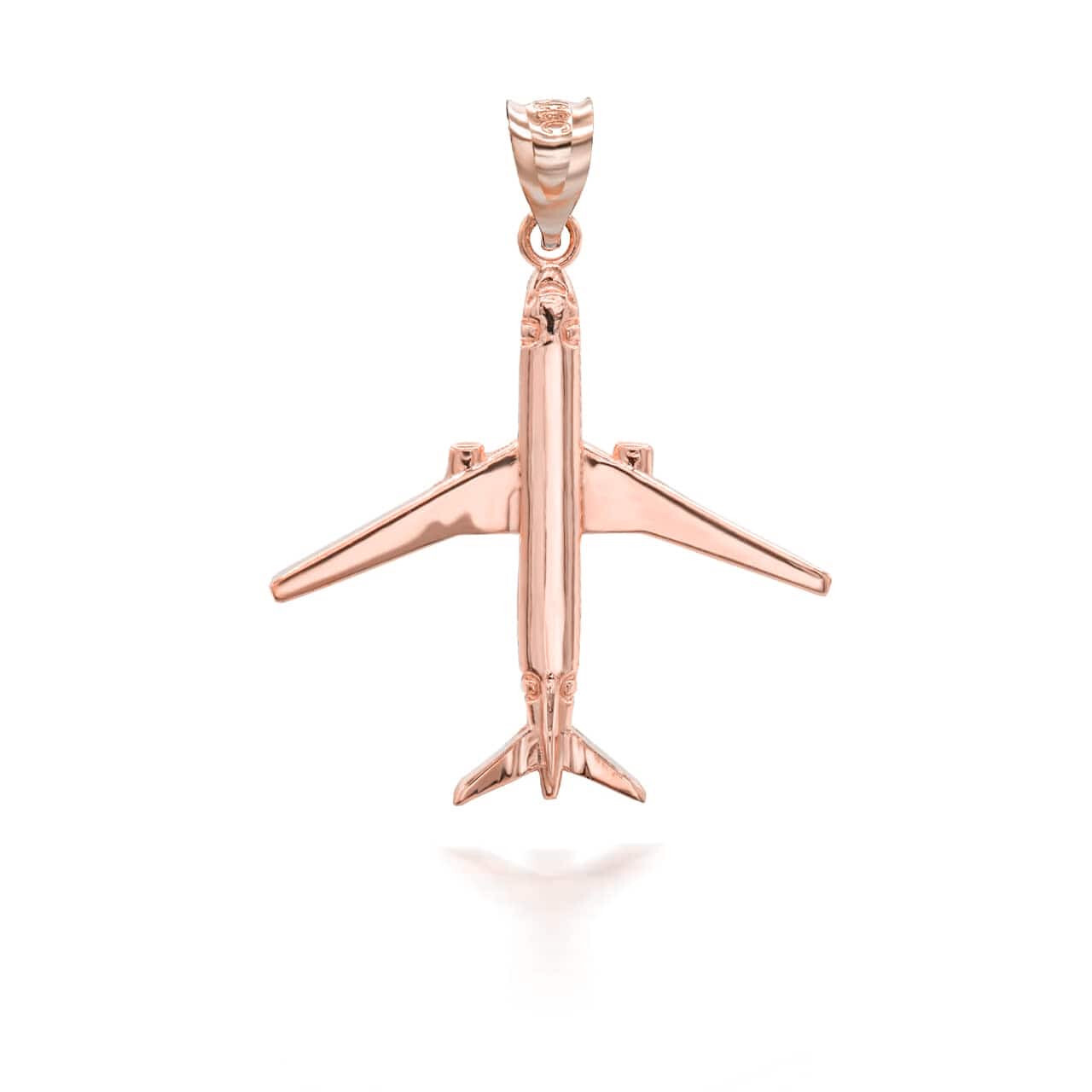 Gold Airplane Travel Charm Pendant Necklace (Available in Yellow/Rose/White)