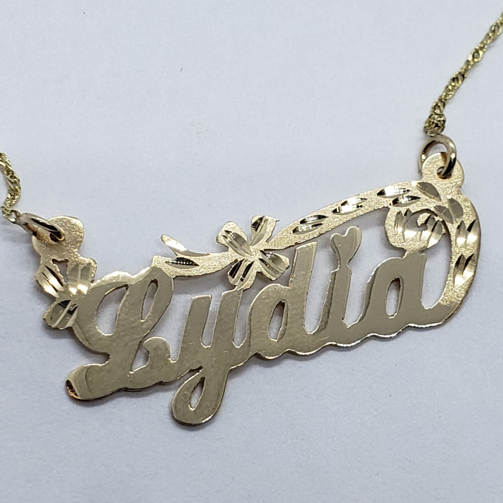 10K Yellow Gold Personalized Handmade Name Pendant with/out Singapore Chain