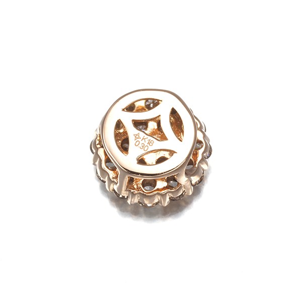 Auth GSTV Pendant Brown Diamond 0.30ct Paved 18K 750 Rose Gold