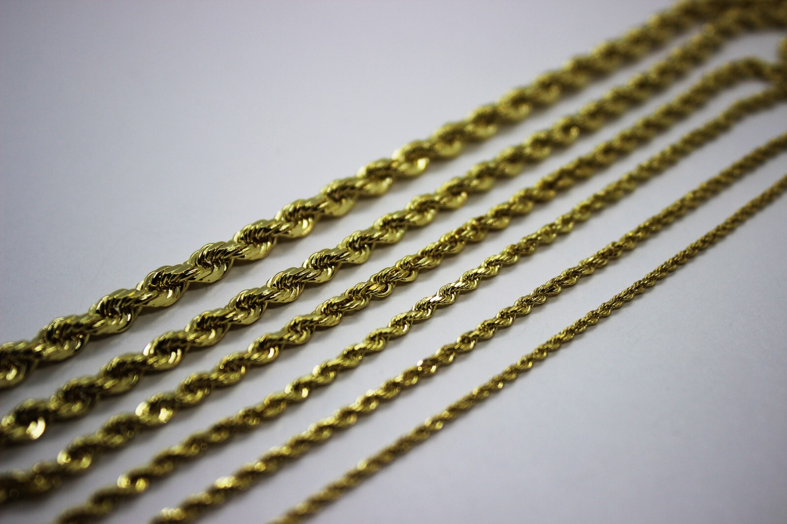 10K Yellow Solid Gold Rope Diamond Cut Chain necklace bracelet 1.5mm-5mm 7″-30″