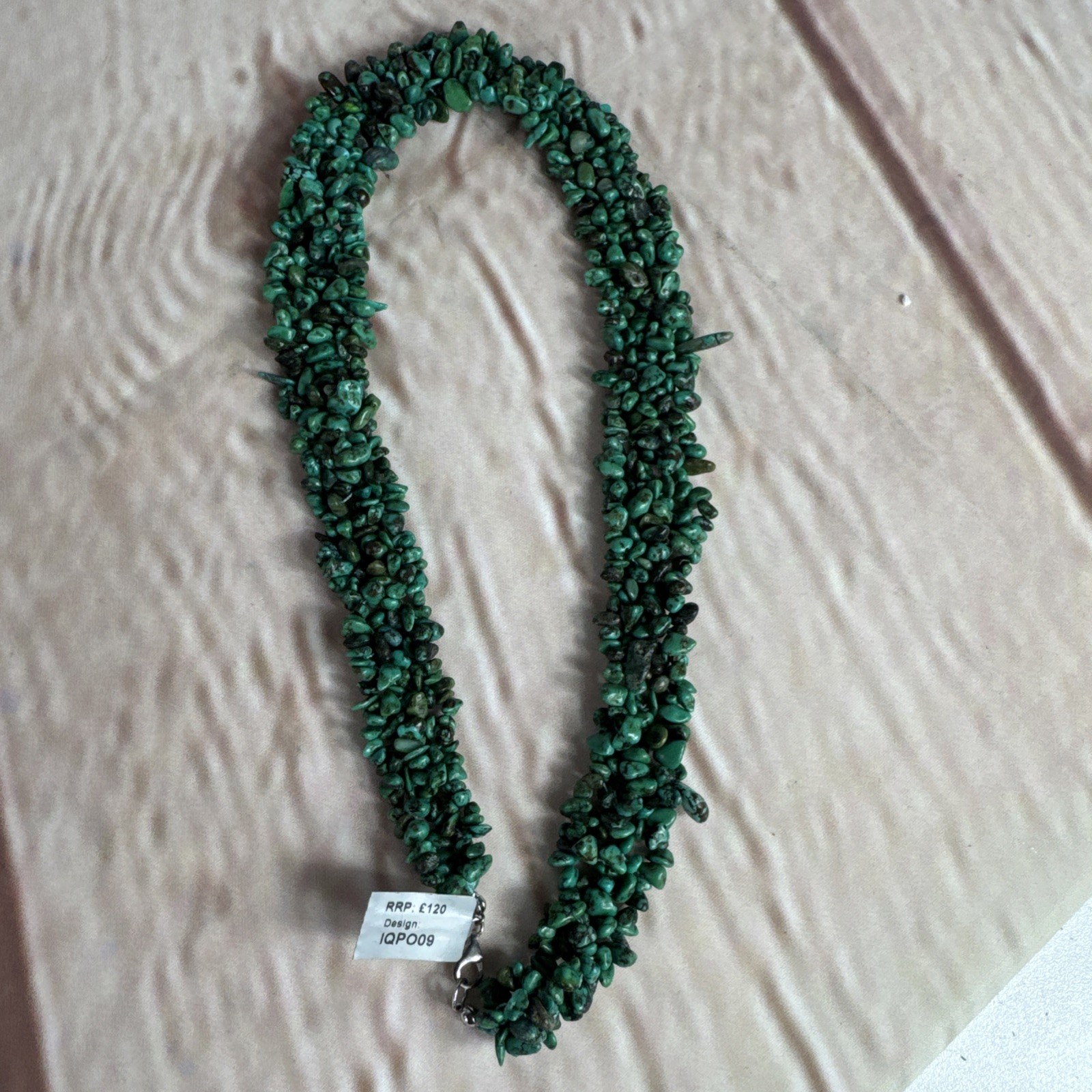 Turquoise woven twisted collar chunky wide gemstone 925 silver necklace 19-21”