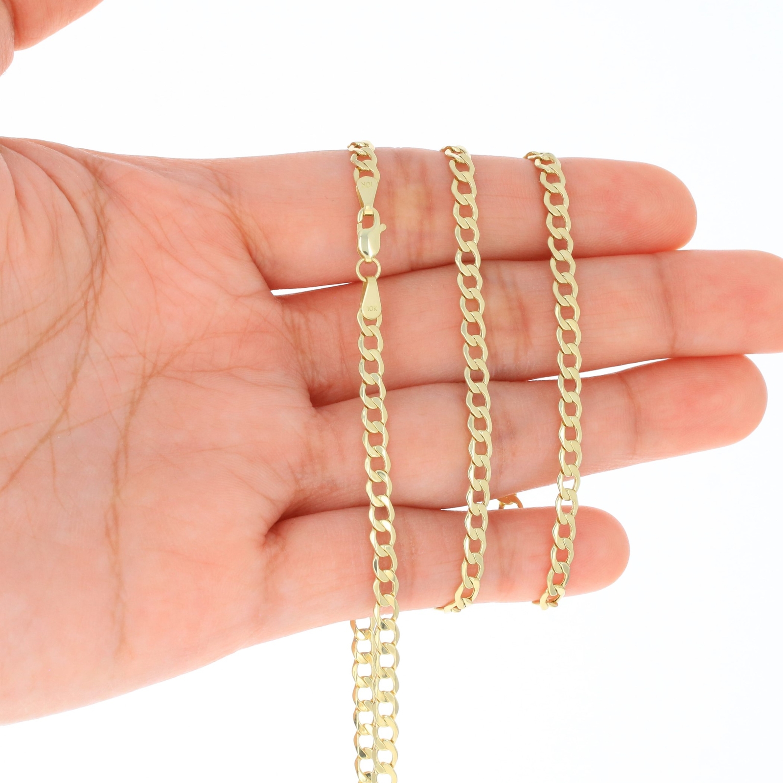 10K Yellow Gold 2mm-7.5mm Curb Cuban Chain Link Necklace or Bracelet 7″-30″
