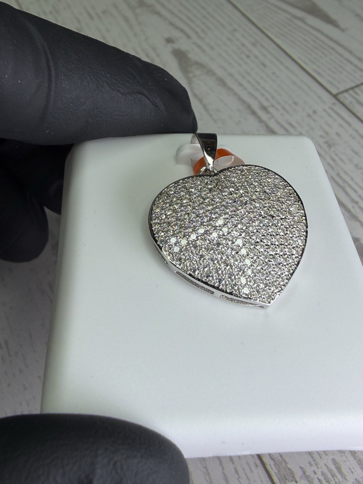 925 Sterling Silver White/Colorless Moissanite Heart Pavé Pendant, 2.00 CTW