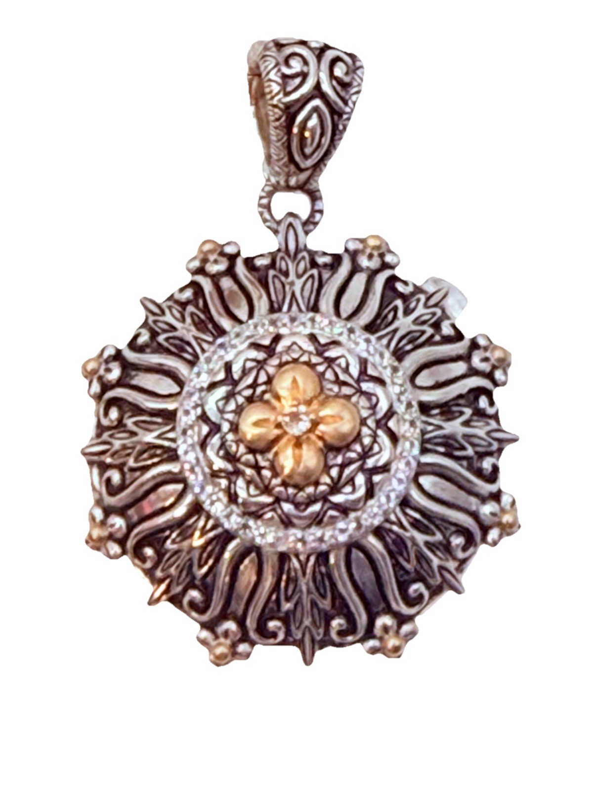 Barbara Bixby 5-Photo Locket Enhancer Pendant Sterling Silver 18K White Topaz