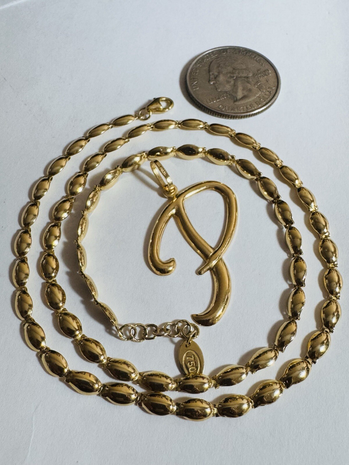 18K 750 Genuine Gold Chain Oval Link P Necklace 17”/18” Long 9.5g 3.5mm