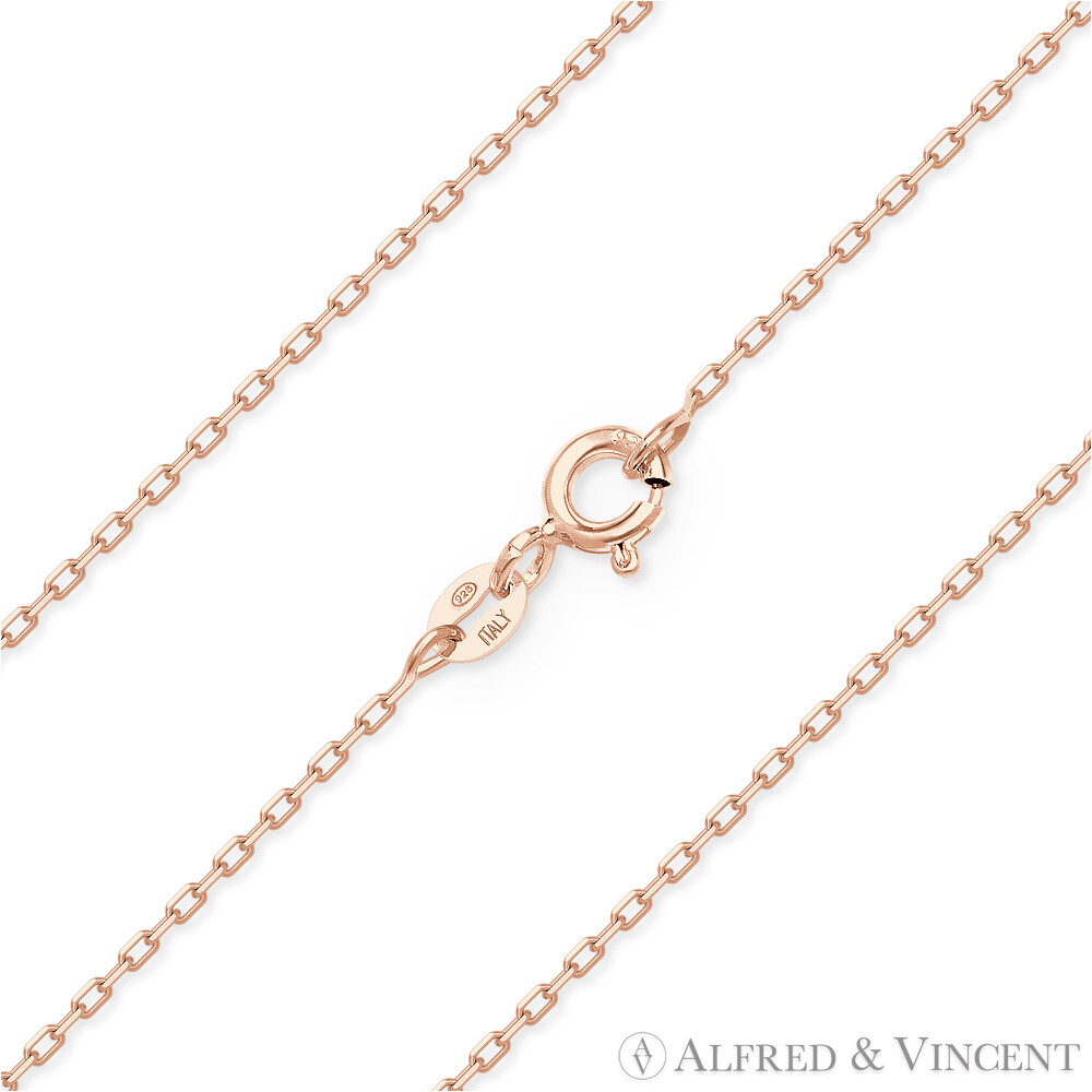 1.1mm Anchor Cable Link .925 Sterling Silver 14k Rose Gold-Plated Chain Necklace